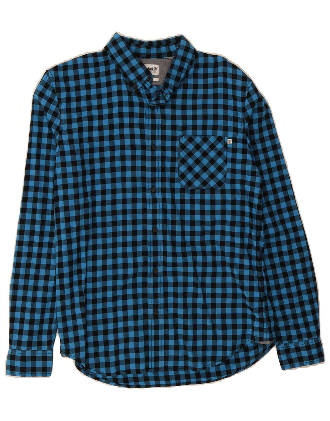 TIMBERLAND Mens Slim Fit Flannel Shirt Medium Blue Gingham Cotton Vintage Timberland and Second-Hand Timberland from Messina Hembry 