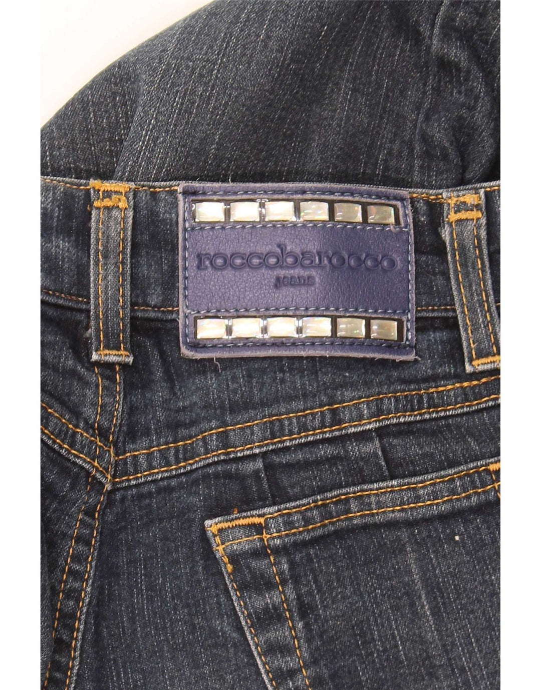Roccobarocco Jean droit femme W28 L29 coton bleu marine