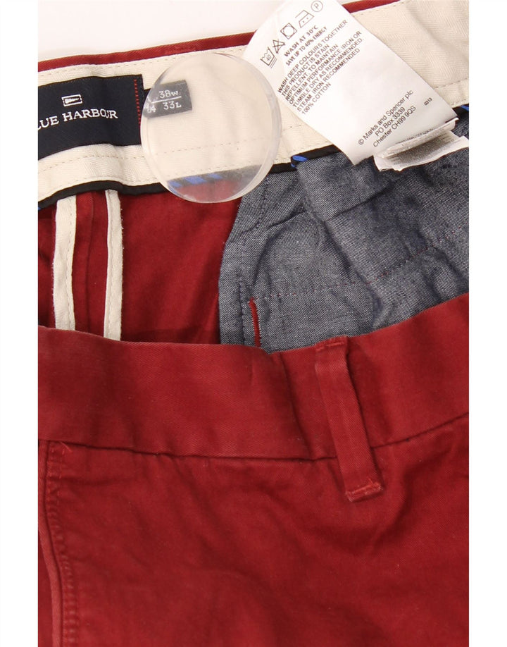 Marks & Spencer Pantalon Chino Droit Blue Harbor Homme W38 L33 Rouge