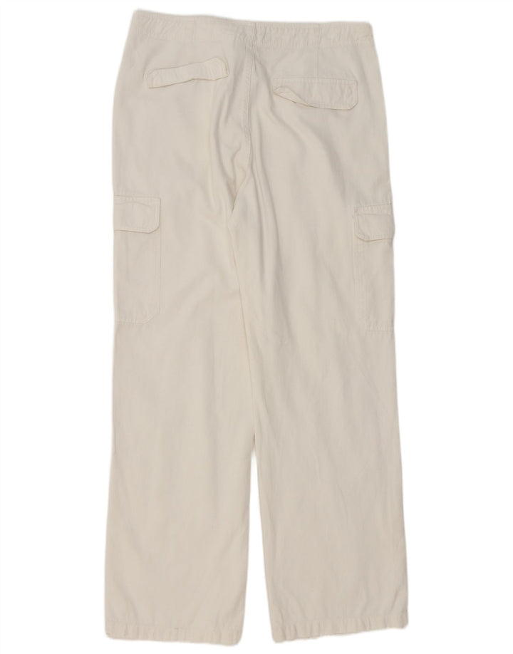 Zara Pantalon cargo droit pour femme EU 42 Large W32 L32 Blanc