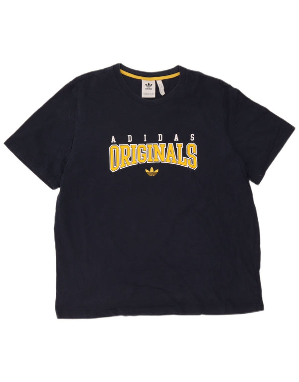 Adidas T-Shirt Graphique Homme Top XL Bleu Marine Coton