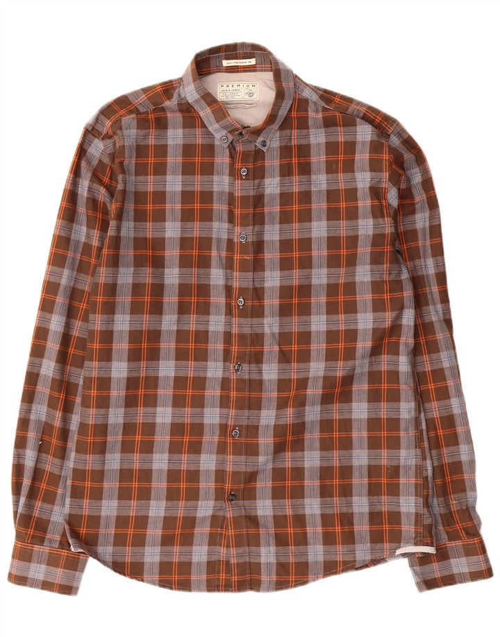 Jack & Jones Chemise sur mesure pour homme en coton à carreaux marron