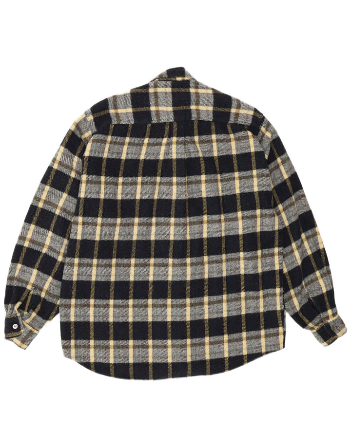 chemise en flanelle vintage pour hommes grand chèque noir