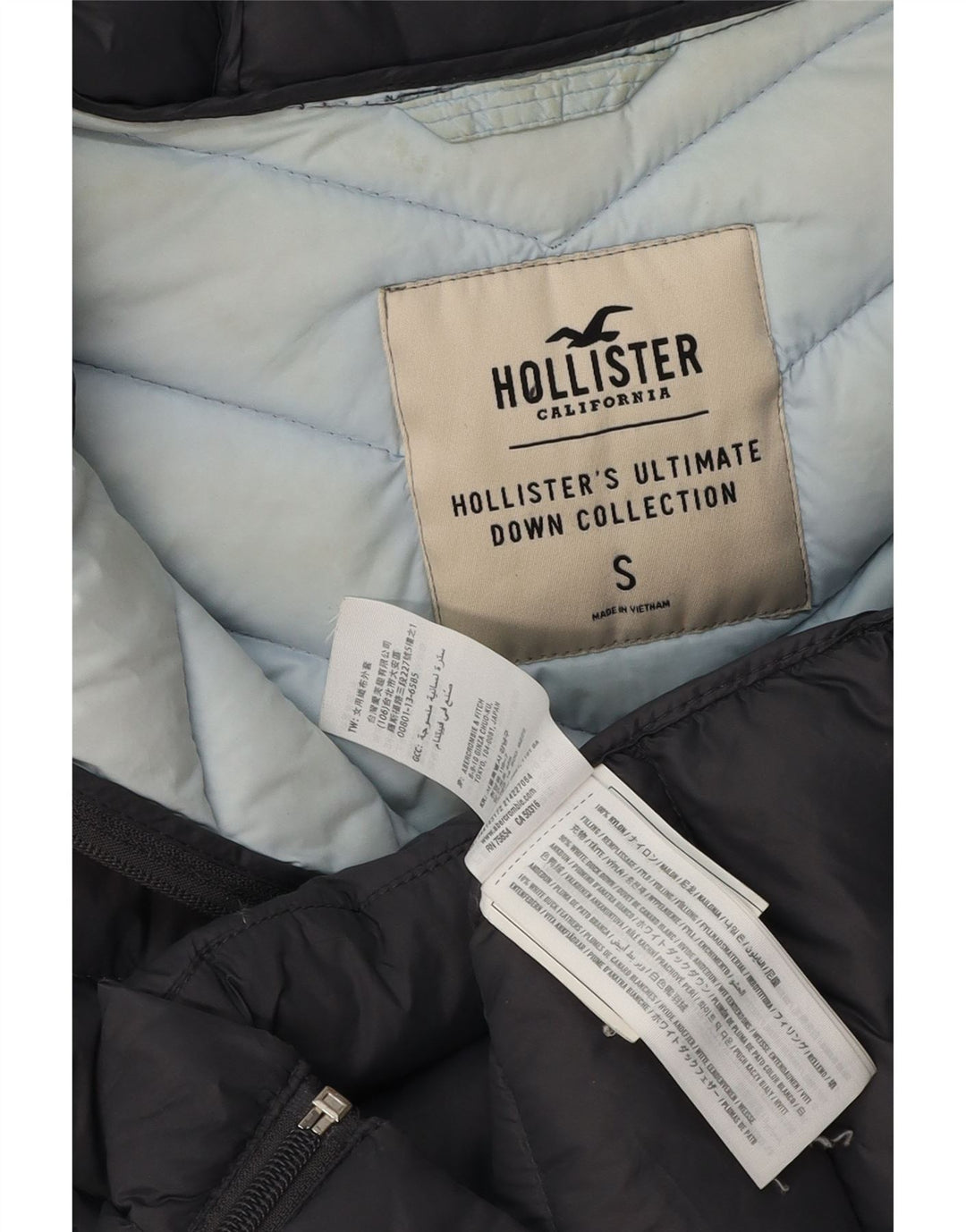 HOLLISTER Veste matelassée à capuche pour femme UK 10 Small Gris Nylon