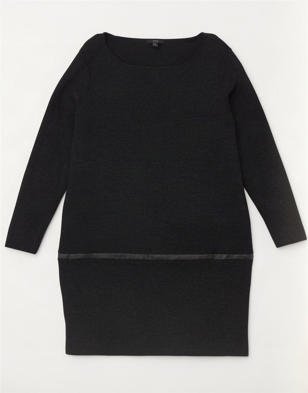 Cos Womens Long Sleeve Jumper Dress UK 14 Medium Black Merino Wool