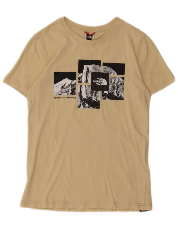 The North Face Boys Graphic T-Shirt Top 14-15 Years XL Yellow Cotton