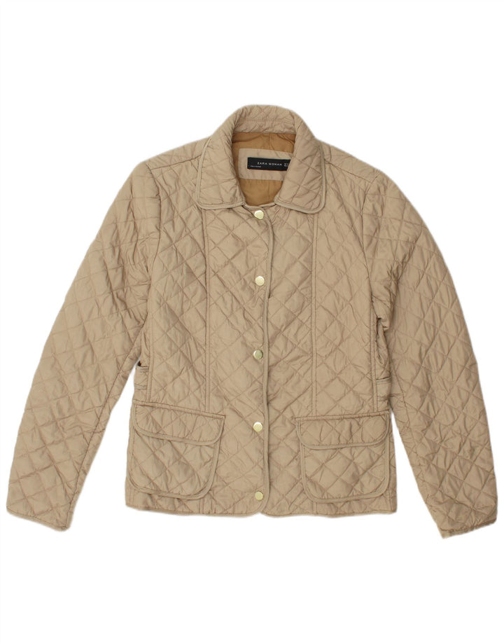 Zara Veste matelassée pour femme UK 12 Polyester beige moyen