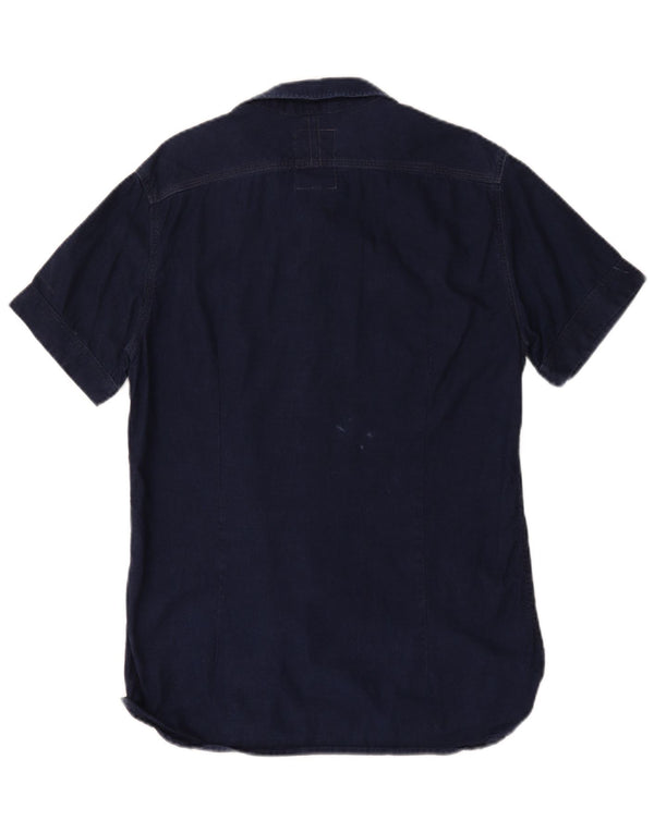 G-Star Homme Chemise en Jean à Manches Courtes Large Bleu Marine Coton