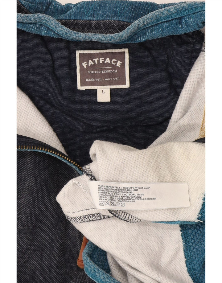 Fat Face Sweat-shirt à col zippé pour homme en coton bleu marine Taille L
