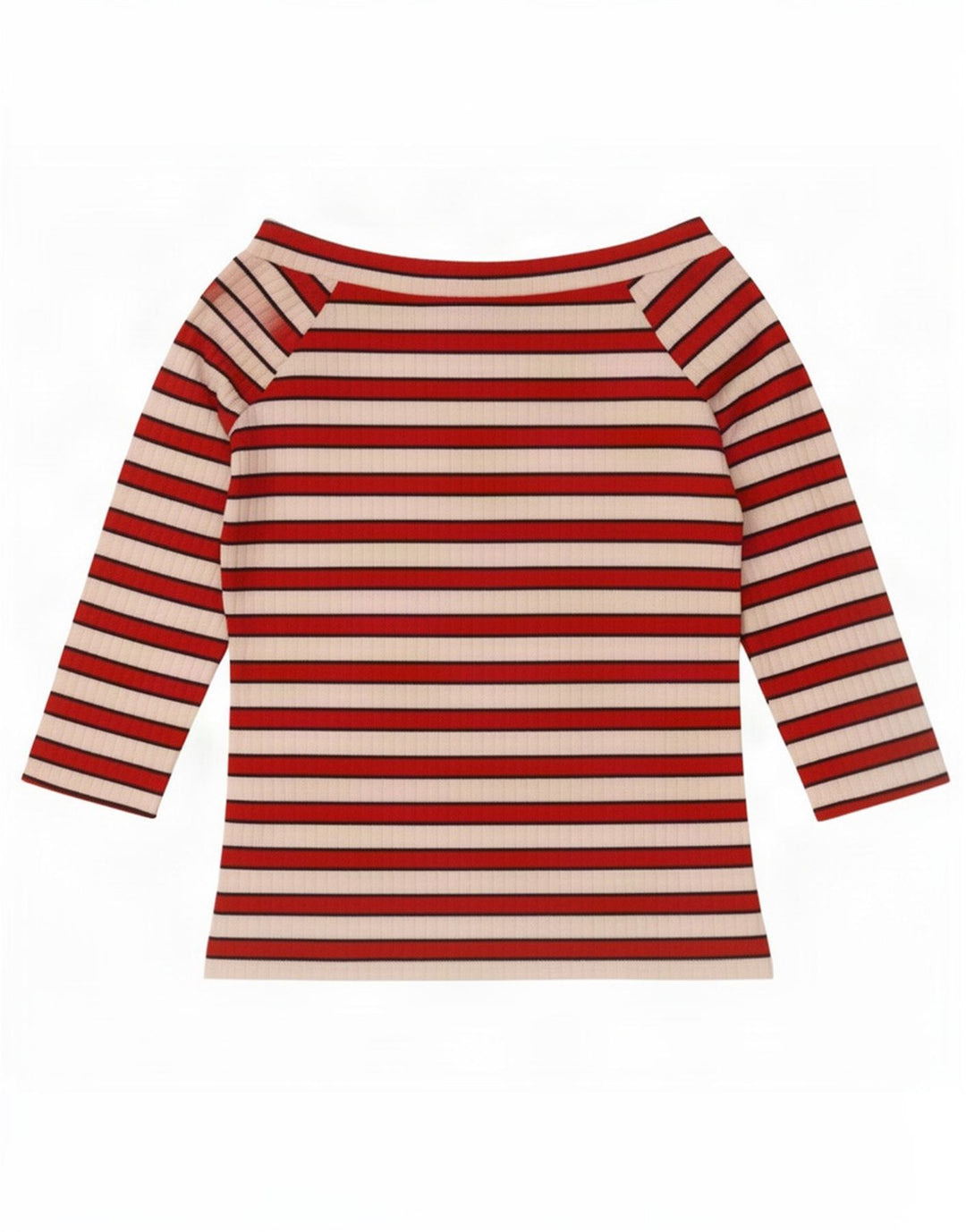 Marks & Spencer Haut à épaules dénudées pour femme Manches 3/4 UK 12 Rayé rouge moyen