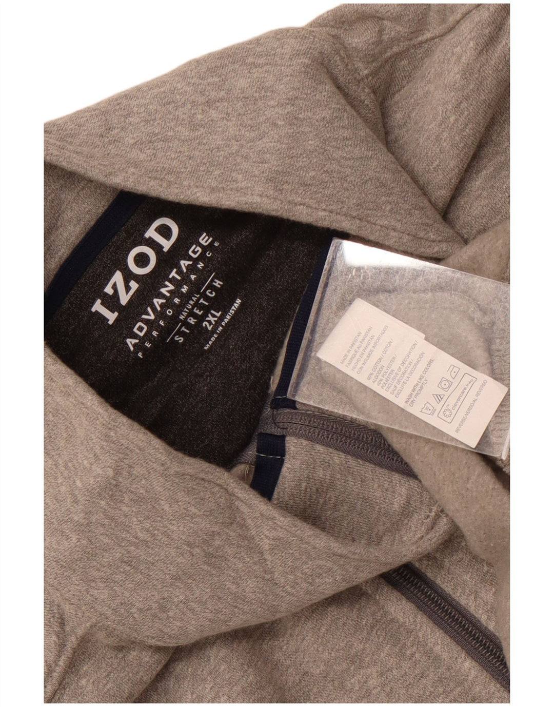 IZOD Sweat-shirt col zippé pour homme 2XL Gris Coton