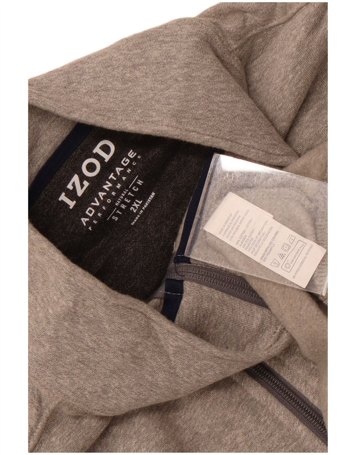 IZOD Sweat-shirt col zippé pour homme 2XL Gris Coton