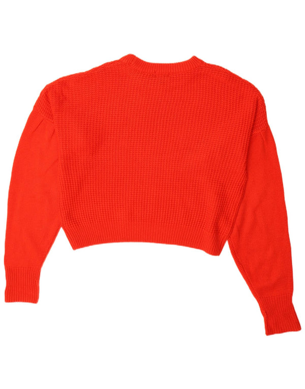 Topshop Pull surdimensionné à col rond pour femme UK 10 Petit Acrylique Rouge