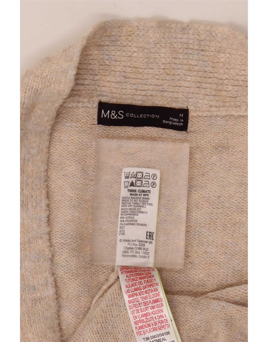 Marks & Spencer Pull cardigan long pour femme UK 14 Beige moyen