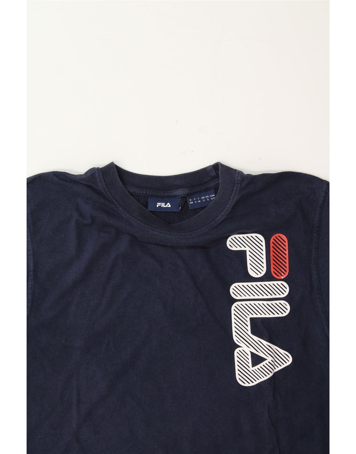FILA Mens Graphic T-Shirt Top Small Navy Blue Cotton Vintage Fila and Second-Hand Fila from Messina Hembry 