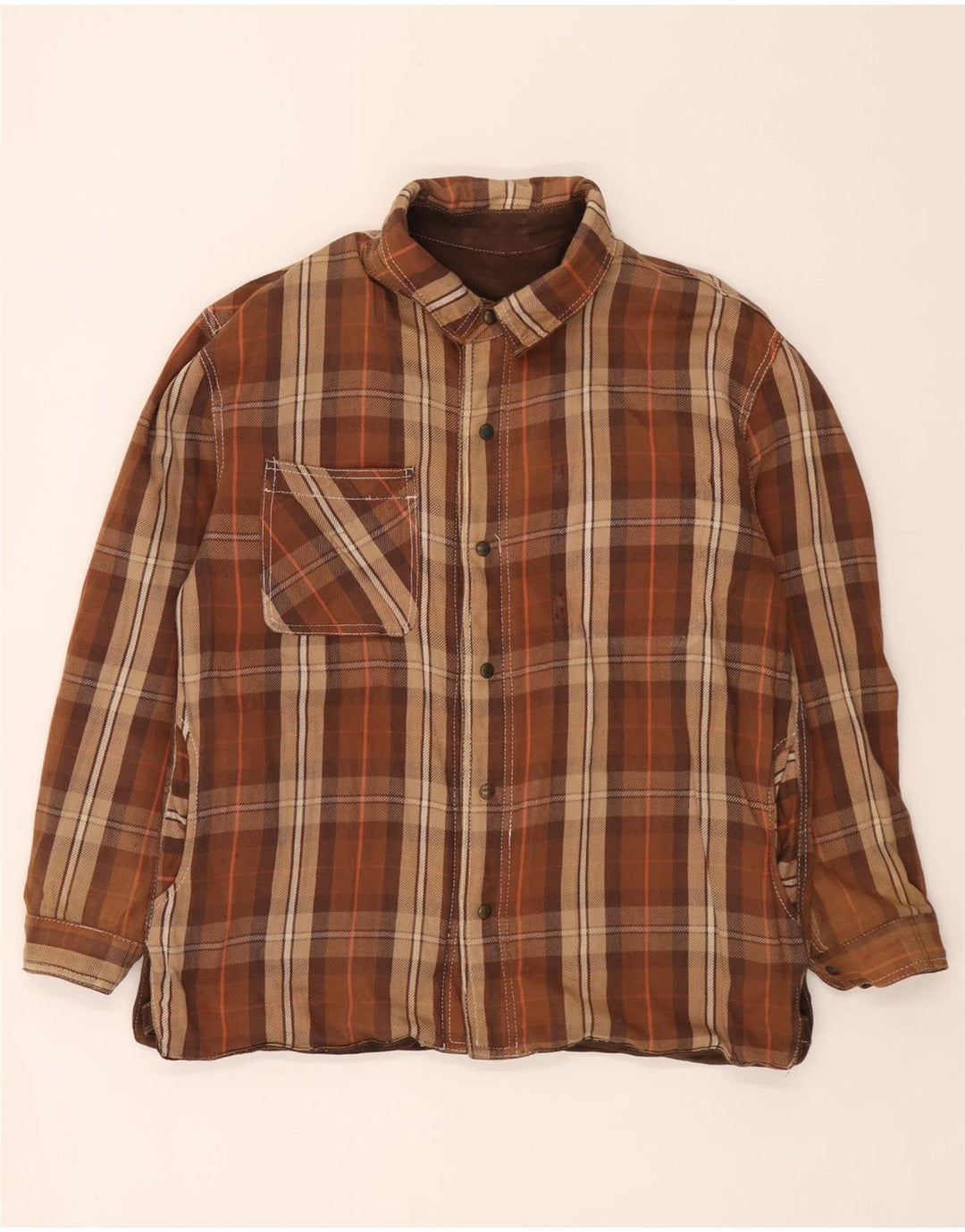 Diesel Veste réversible pour homme UK 40 Grand cuir à carreaux marron