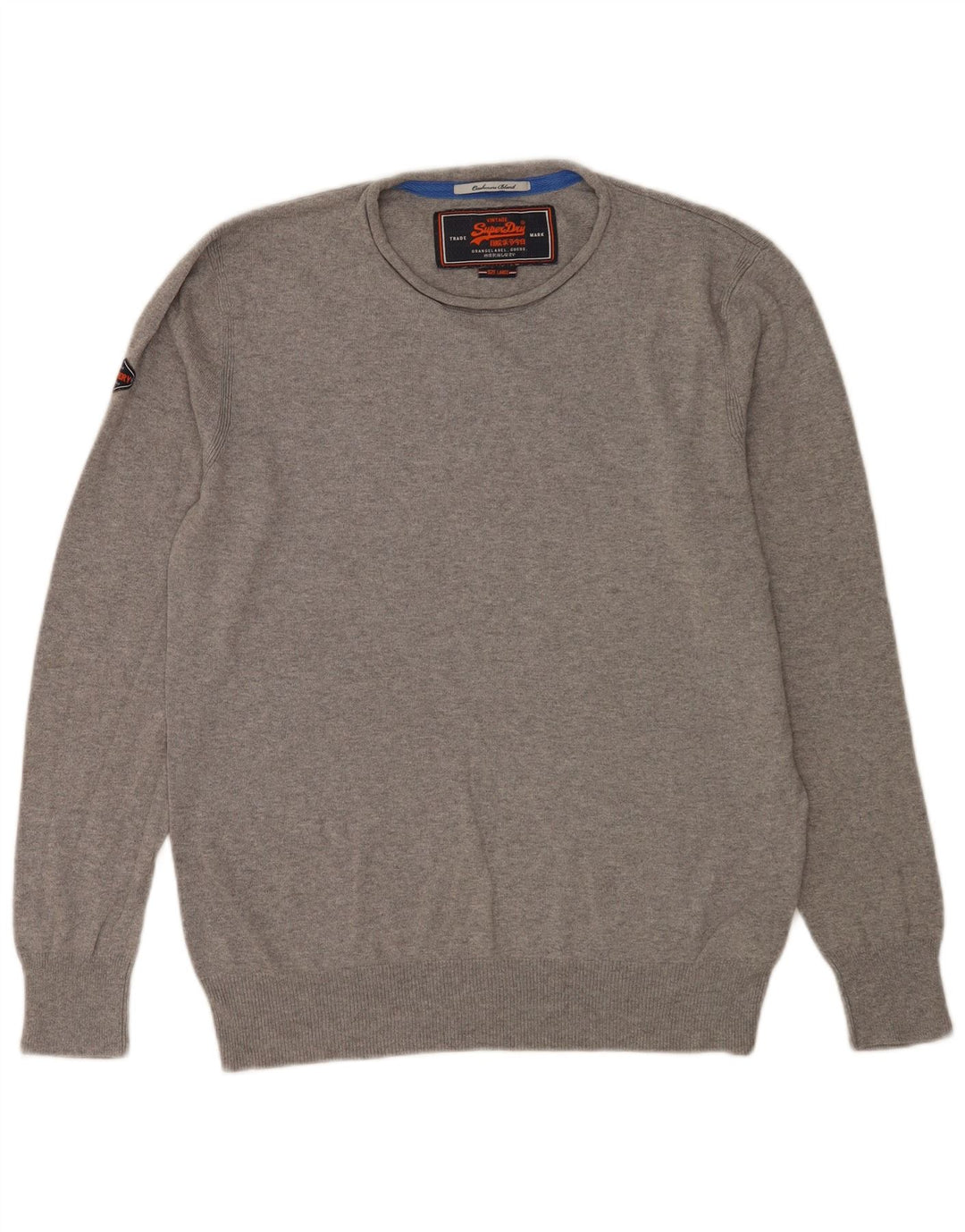 Superdry Pull ras du cou pour homme en coton gris Large