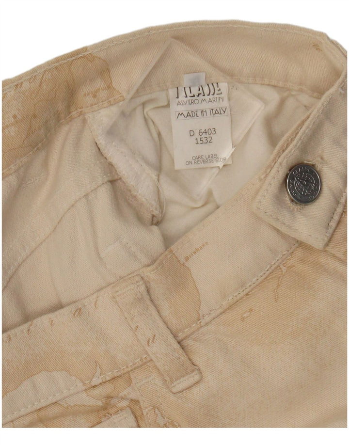 ALVIERO MARTINI Pantalon décontracté à motif abstrait pour femme W28 L30 Beige