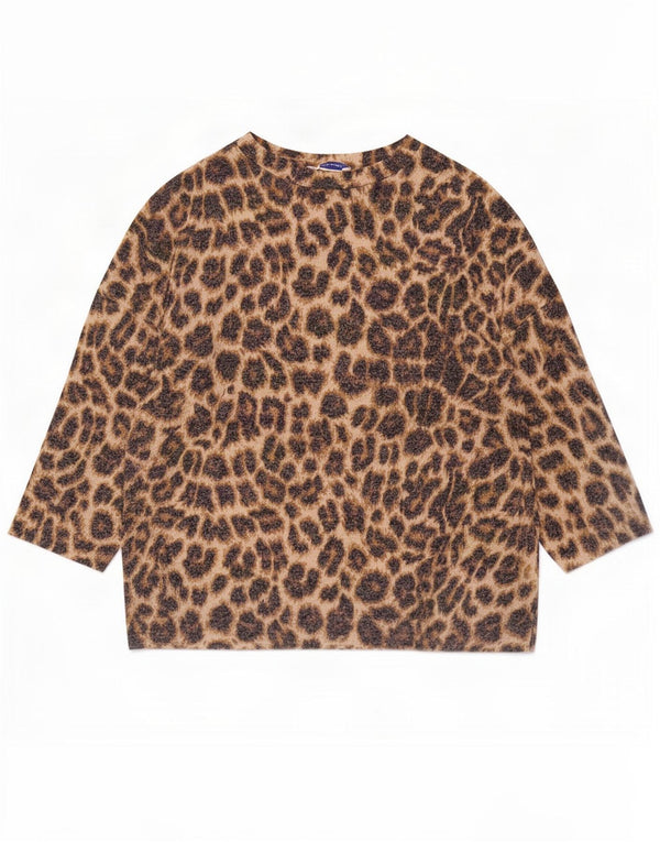 Zara Femme Trafaluc Top Manches 3/4 UK 14 Marron Moyen Imprimé Animal