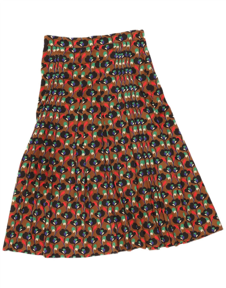 Zara Femme Jupe Plissée Moyen W28 Marron Floral Polyester