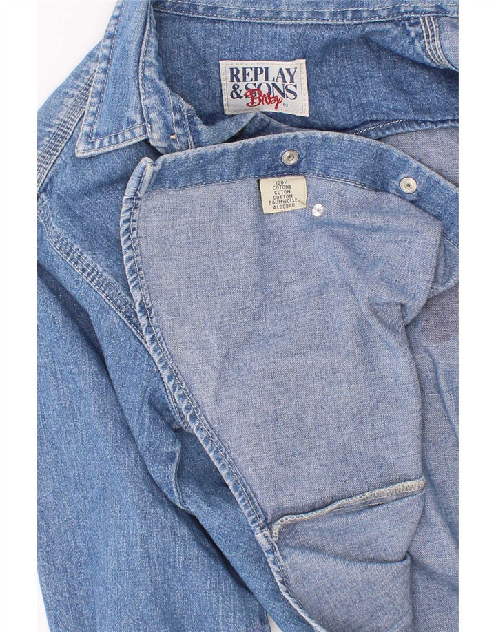 Replay Chemise en Jean Graphique Garçon 6-7 ans Bleu Coton