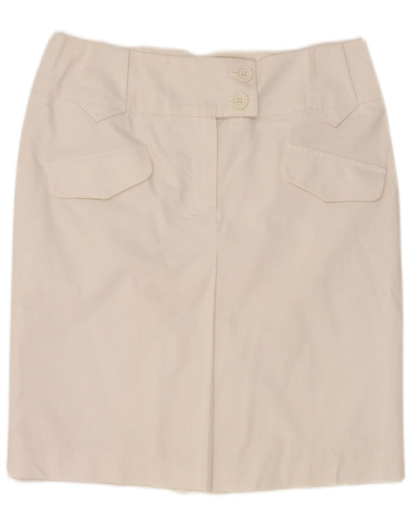 Marks & Spencer Jupe droite pour femme UK 12 Medium W30 Coton blanc