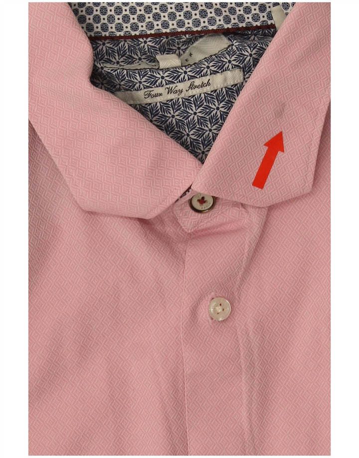 Ted Baker Chemise Homme Taille 16 1/2 Grand Coton Géométrique Rose