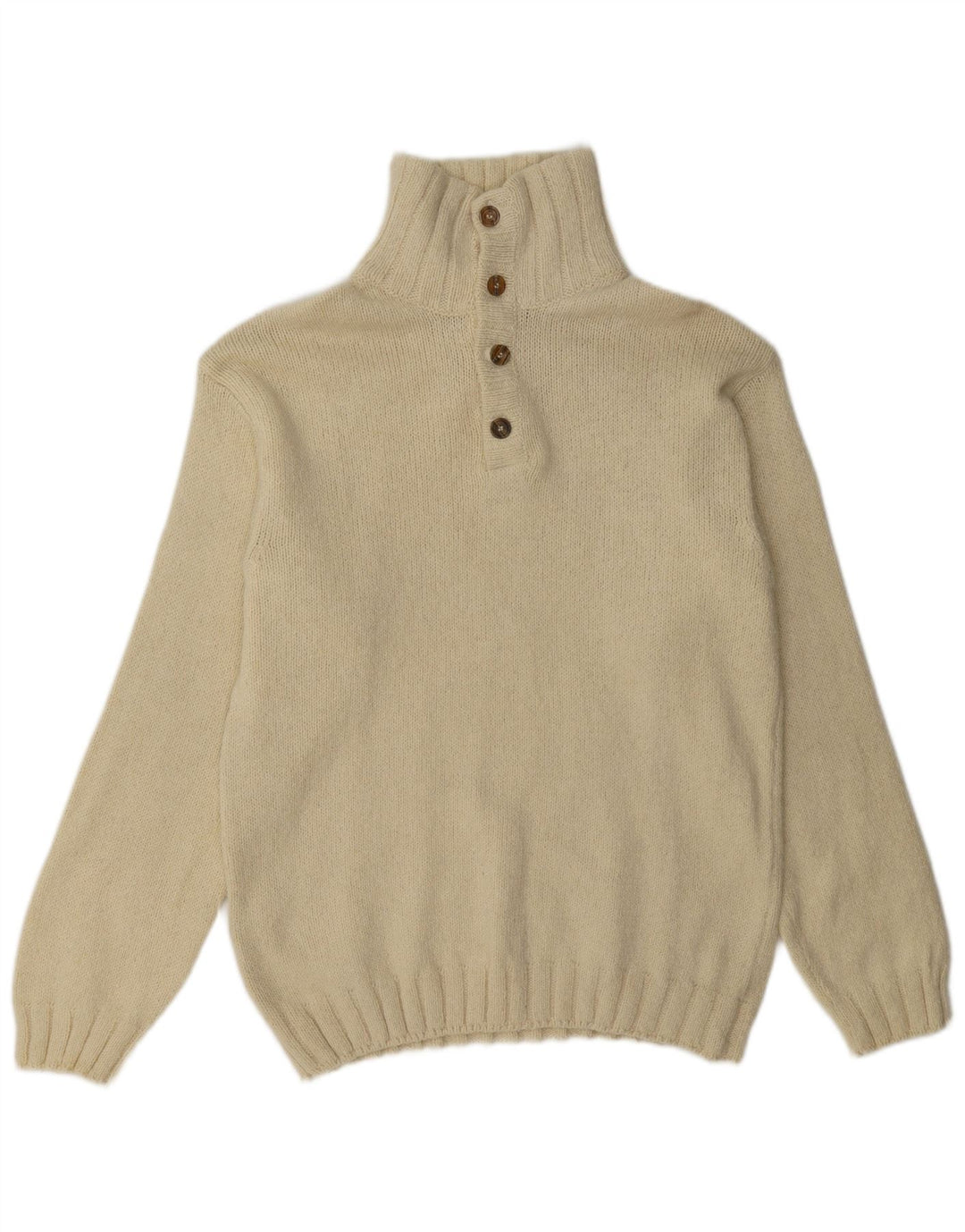 Marlboro Classics Pull à col boutonné pour homme XL en laine beige