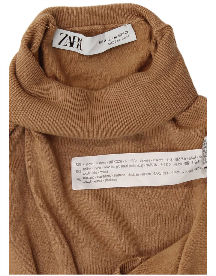 Zara Pull col roulé pour femme UK 12 Viscose beige moyen