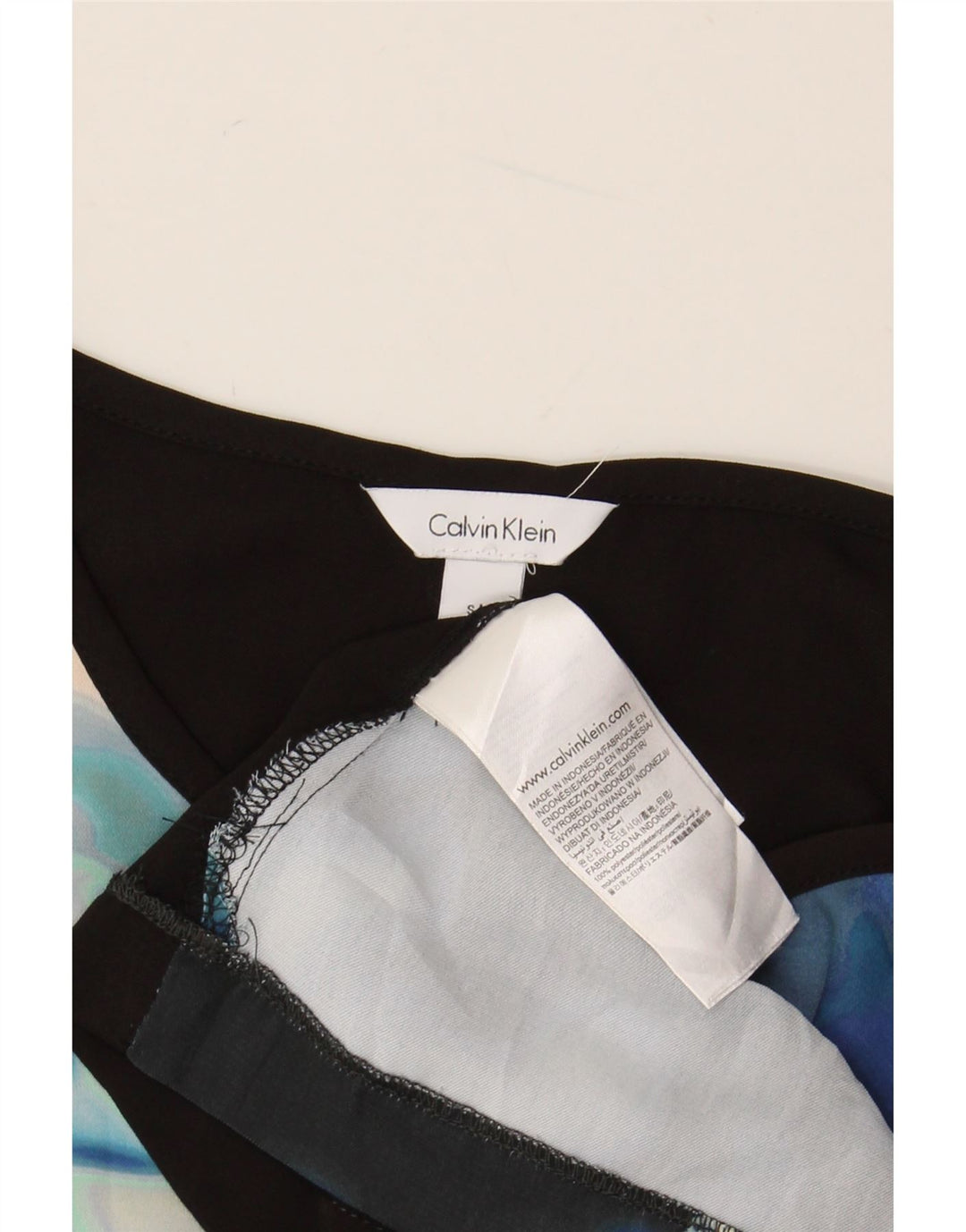 CALVIN KLEIN Femmes Crop Blouse Top UK 10 Petit Bleu Marine Floral