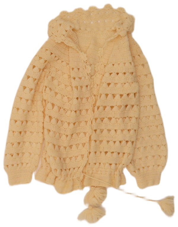 vintage Femme Cardigan Pull UK 12 Beige Moyen