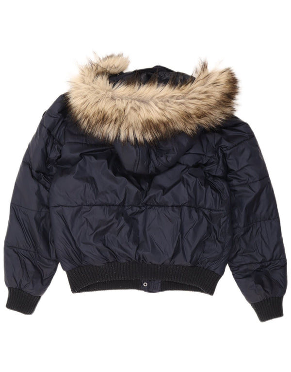 ABERCROMBIE & FITCH Veste matelassée à capuche pour femme UK 14 Bleu marine moyen