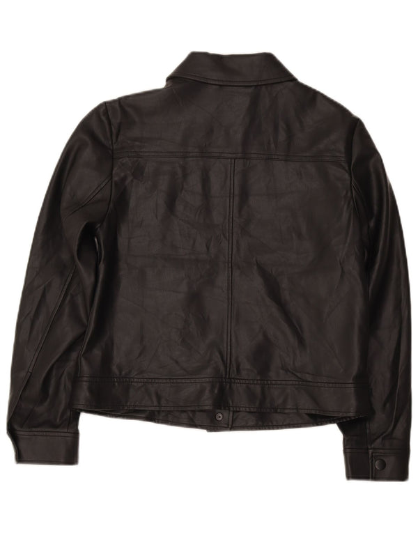Marks & Spencer Veste bomber en similicuir pour femme UK 12 Noir moyen