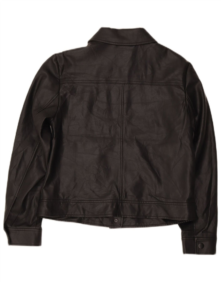 Marks & Spencer Veste bomber en similicuir pour femme UK 12 Noir moyen
