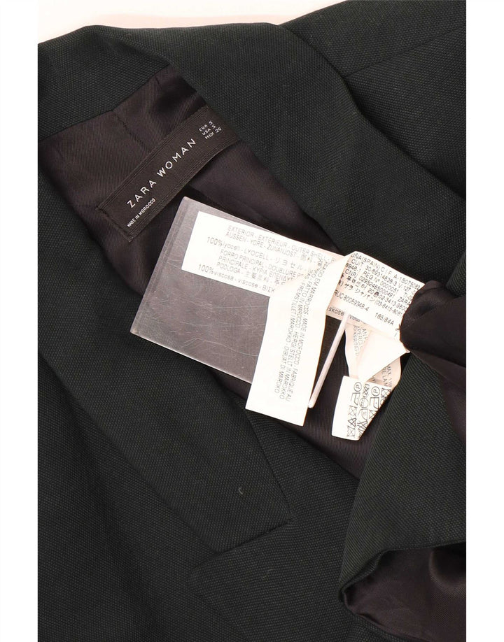 Zara Veste Blazer Double Boutonnage Femme UK 10 Petit Lyocell Vert