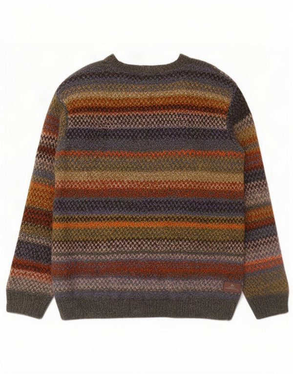 vintage Mens Boat Neck Jumper Sweater XL Multicolore Rayé