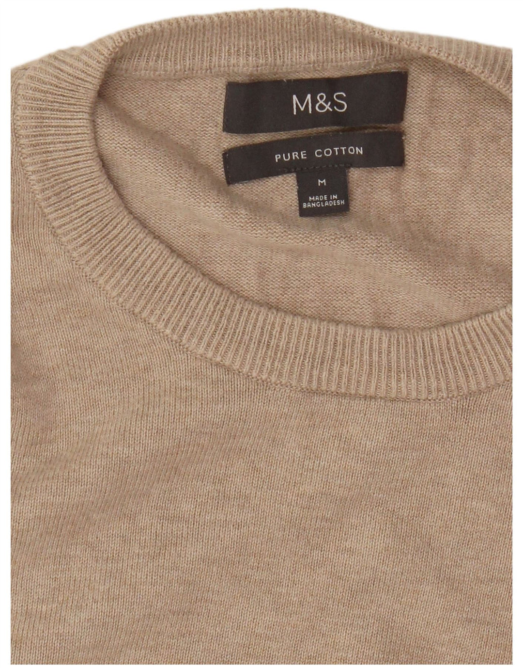 Marks & Spencer Pull col rond homme en coton beige moyen