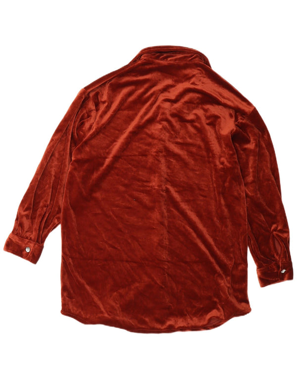 robe chemise surdimensionnée femme vintage UK 10 Petit polyester marron