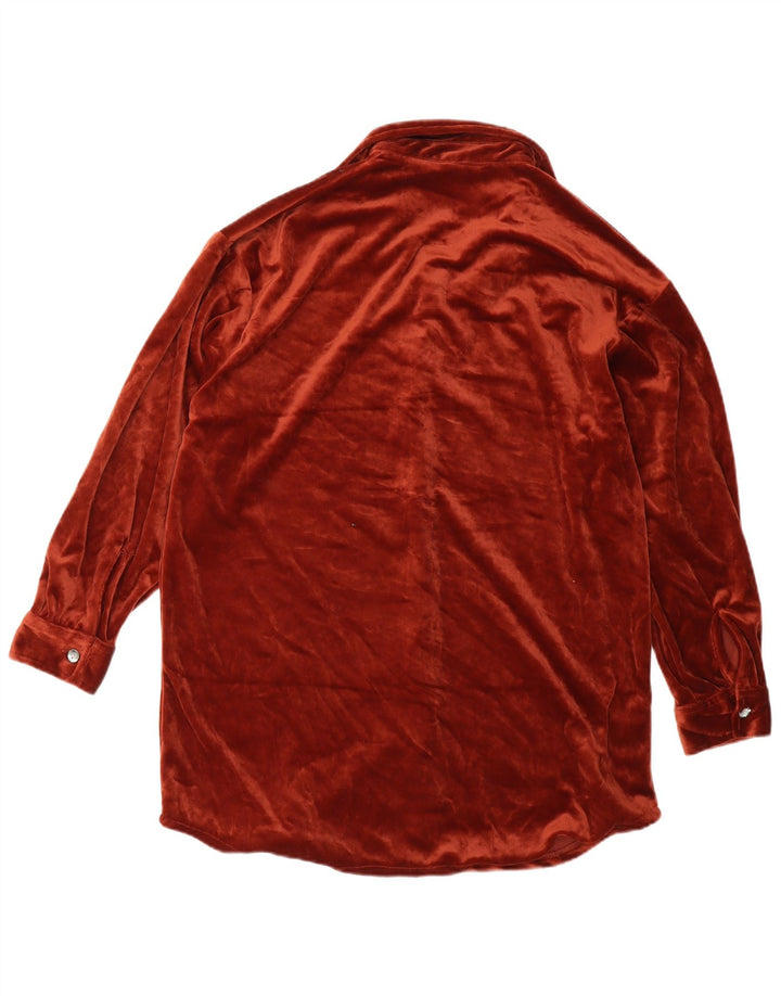 robe chemise surdimensionnée femme vintage UK 10 Petit polyester marron