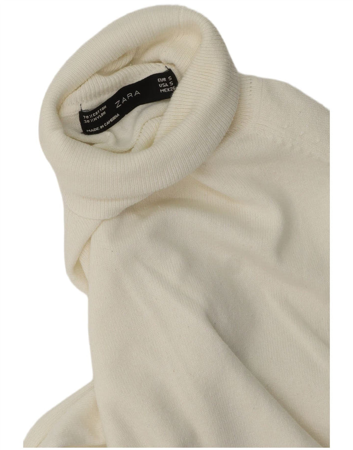 Zara Pull col roulé pour femme UK 10 Petit coton blanc