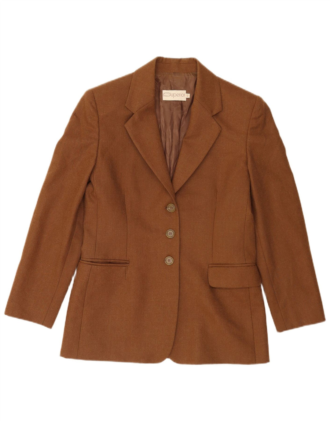 Superior Veste Blazer 3 Boutons Femme IT 42 Viscose Marron Moyen