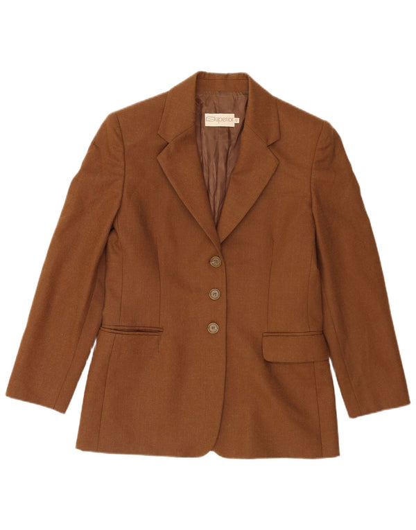 Superior Veste Blazer 3 Boutons Femme IT 42 Viscose Marron Moyen