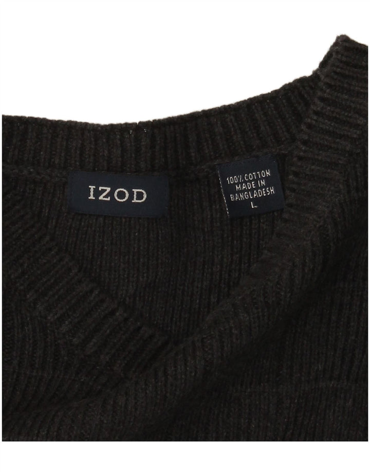 IZOD Pull col bateau pour homme en coton à carreaux gris