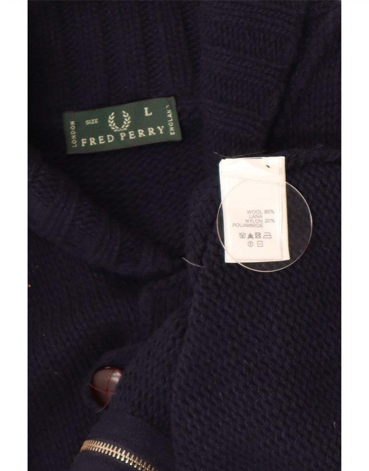 Fred Perry Cardigan Homme Pull Large Bleu Marine Laine