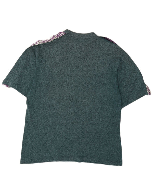 Asics Homme Graphic T-Shirt Top XL Vert Moucheté Coton