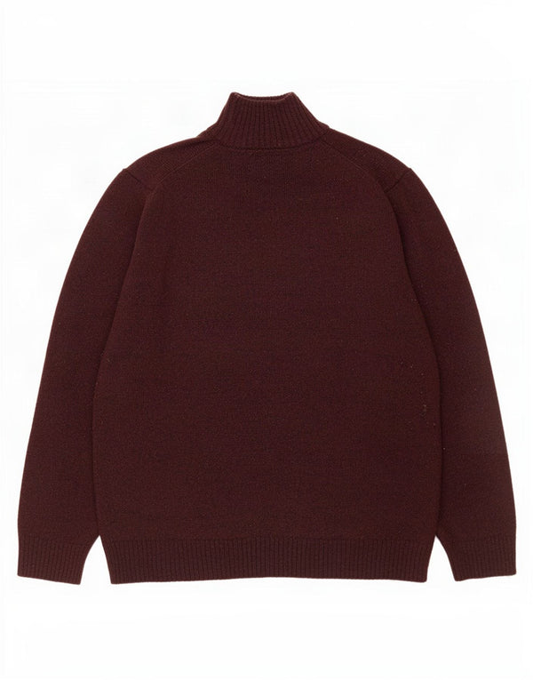 Marks & Spencer Pull à col zippé pour homme en laine d'agneau bordeaux Taille L