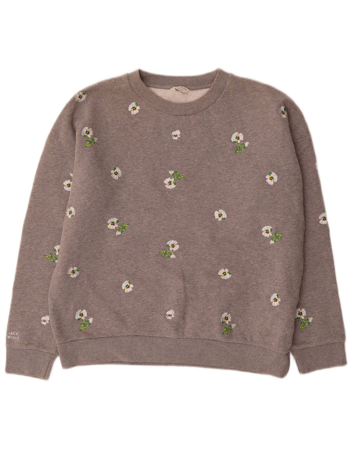 JACK WILLS Sweat-shirt surdimensionné pour femme UK 8 Petit gris floral
