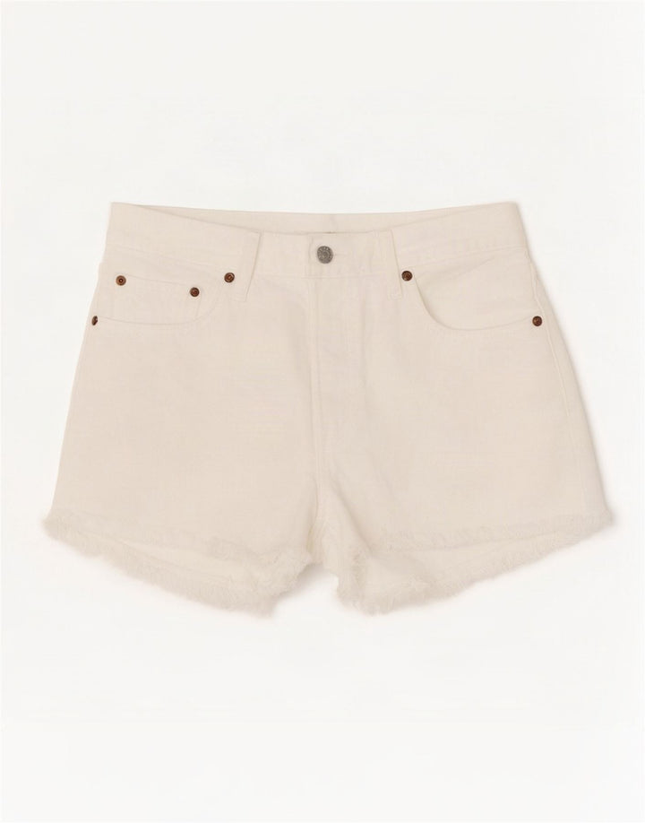 Levi's Short en Jean 501 Femme W28 Coton Blanc Moyen