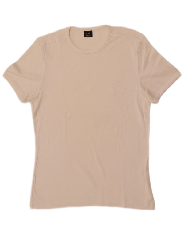 Lee T-Shirt Femme Top UK 14 Large Blanc Coton