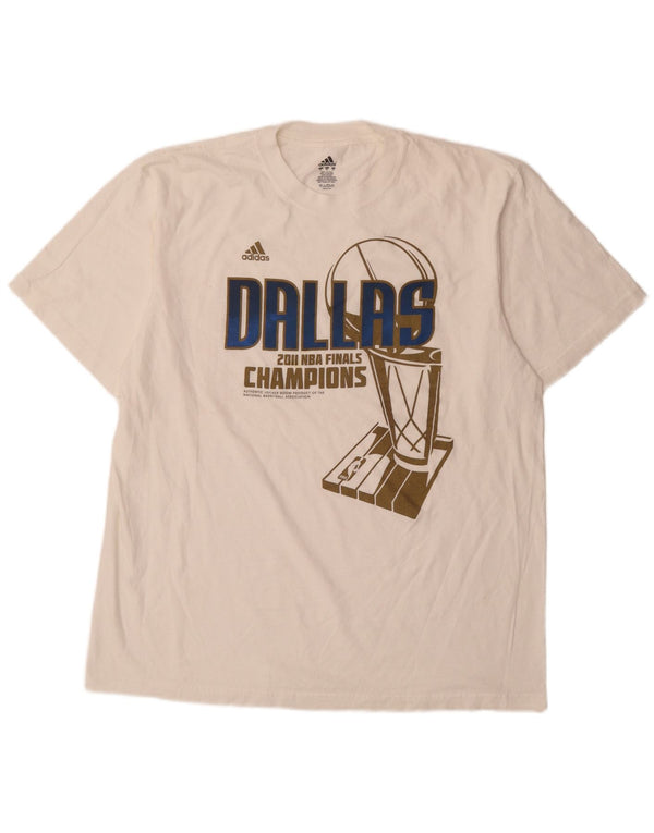 Adidas Hommes Dallas Graphic T-Shirt Top XL Blanc Coton